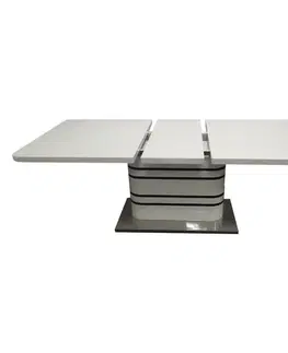 Jedálenské stoly KONDELA Tubal 160/200 rozkladací jedálenský stôl biely lesk / čierna