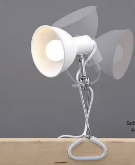 Stolové lampy s klipom Briloner Svietidlo 2790 s kovovým tienidlom, biele