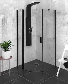 Sprchové dvere POLYSAN - ZOOM LINE BLACK štvrťkruhová sprchová zástena 900x900, číre sklo, ľavá ZL2615BL