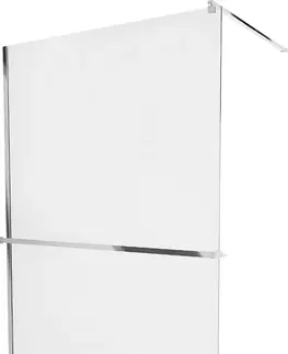 Sprchové dvere MEXEN/S - KIOTO Sprchová zástena WALK-IN s poličkou a držiakom uterákov 90 x 200, transparent 8 mm, chróm 800-090-121-01-00