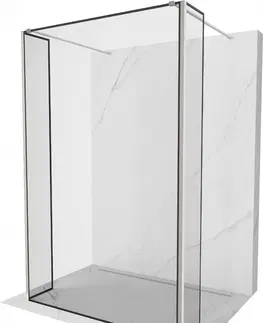 Sprchové dvere MEXEN/S - Kioto Sprchová zástena WALK-IN voľne stojaca 160 x 30 x 30 cm, čierny vzor, nikel kartáčovaná 800-160-030-222-97-70-030