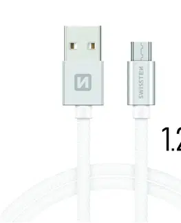 Dáta príslušenstvo Dátový kábel Swissten textilný s Micro-USB konektorom a podporou rýchlonabíjania, Silver 71522203
