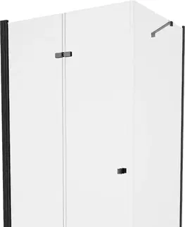 Vane MEXEN/S - Lima sprchovací kút zalamovacie dvere 80 x 100 cm, transparent, čierny + Flat čierna vanička so sifónom 856-080-100-70-00-4070B