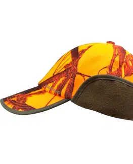 čiapky Poľovnícka šiltovka s ochranou uší maskovacia oranžová