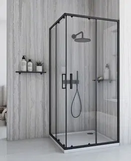 Sprchovacie kúty REA - Sprchovací kút City 80x80 Black Bez sprchovej vaničky REA-K6448