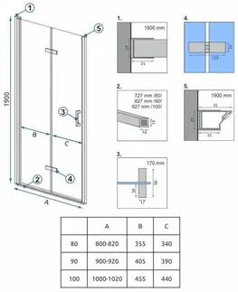 Sprchovacie kúty REA/S - Sprchové Dvere Molier Chrome + Profil 90 KPL-K8539