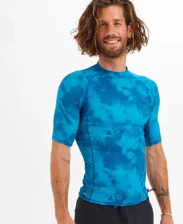 surf Pánske tričko 500 Vortex s UV ochranou krátky rukáv na surfovanie Tiedye Petrol