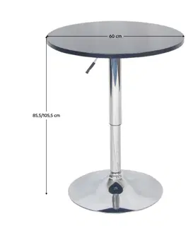 Jedálenské stoly Barový stôl s nastaviteľnou výškou, čierna, priemer 60 cm, BRANY 2 NEW