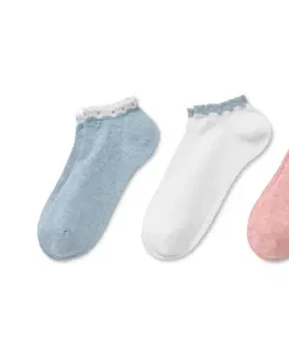 Socks Krátke ponožky, 3 páry, kvetinový lem