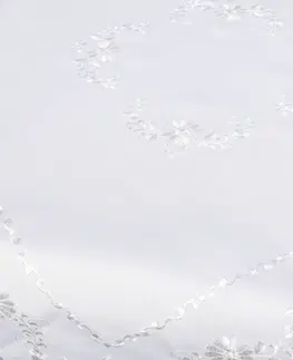 Obrusy Obrus celoročný, Aneta vyšívaný, biely 40 x 140 cm