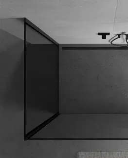 Sprchové dvere MEXEN/S - Kyoto Sprchová zástena WALK-IN 120 x 100 x 30 cm, čierny vzor, čierna 800-120-100-221-70-70-030