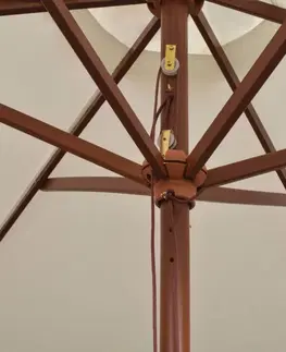 Slnečníky Záhradný slnečník s drevenou tyčou Ø 270 cm Vínová