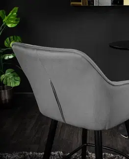 Barové stoličky LuxD Dizajnová barová stolička Esmeralda sivý zamat