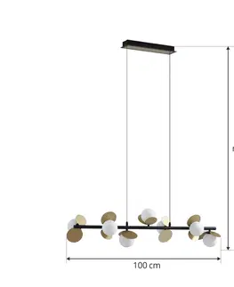 Závesné svietidlá Lucande Závesné svietidlo Lucande Pallo LED, lineárne, 7 svetiel, čierna/zlatá
