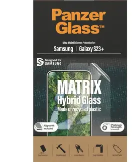 Ochranné fólie pre mobilné telefóny Ochranné sklo PanzerGlass Matrix UWF AB FP wA pre Samsung Galaxy S23 Plus, čierne 7319