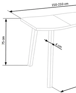 Jedálenské stoly Rozkladací jedálenský stôl DICKSON Halmar 150 cm