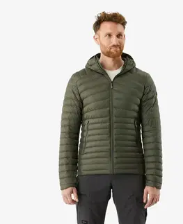 bundy a vesty Pánska páperová bunda MT100 na horskú turistiku s kapucňou do -5 °C
