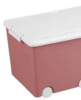 Boxy na hračky TEGA - Viacúčelový box na hračky na kolieskach Tega ružový