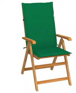 Zahradné stoličky Skladacia záhradná stolička s poduškami teak / látka Dekorhome Sivá