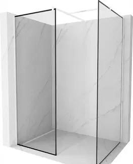 Sprchové dvere MEXEN/S - Kioto Sprchová zástena Walk-in 140 x 100 cm, čierny vzor, biela 800-140-202-20-70-100