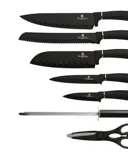 Kuchynské nože Sada kuchynských nožov v otočnom stojane 8 dielna Berlingerhaus Black Rose Collection BH-2421
