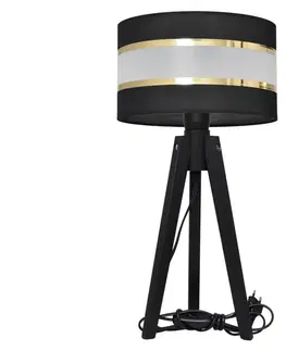 Lampy  Stolná lampa HELEN 1xE27/60W/230V čierna/zlatá/borovica 