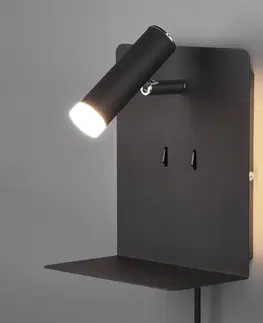 Nástenné svietidlá Trio Lighting LED svietidlo odkladací priestor čierne matné