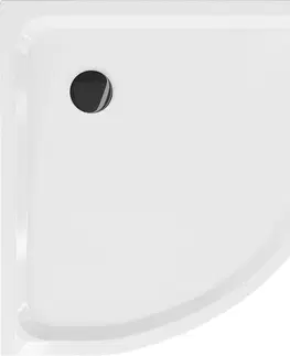 Vane MEXEN/S - Flat sprchová vanička štvrťkruhová slim 80 x 80, biela + čierny sifón 41108080B