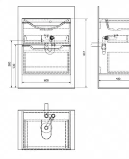 Kúpeľňový nábytok SAPHO - WAVE umývadlová skrinka 60x65x47,8cm, biela WA060-3030