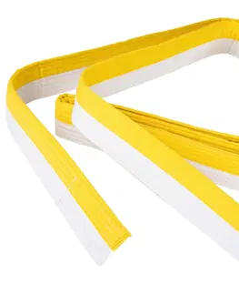 fitnes Prešívaný opasok 2,5 m bielo-žltý