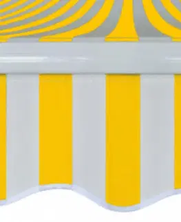 Záhradné markízy Ručne zaťahovacia markíza 600x300 cm Dekorhome Biela / žltá
