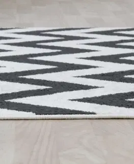 Koberce a koberčeky KONDELA Adisa koberec 200x285 cm slonovinová / tmavosivá