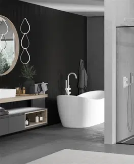 Sprchové dvere MEXEN/S - Kioto Sprchová zástena Walk-in 150 x 110 cm, čierny vzor, biela 800-150-202-20-70-110