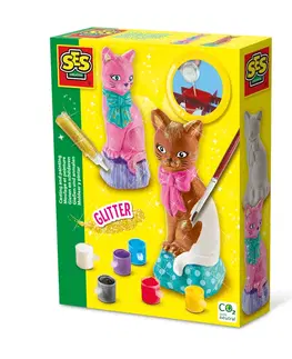 Kreatívne a výtvarné hračky SES - Odlievanie a maľovanie - mačka s trblietkami
