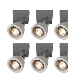 Nastenne lampy Sada 6 priemyselných škvŕn šedobetónový 1-svetlý - Creto