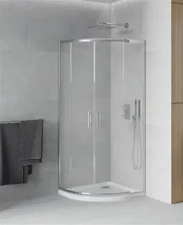 Vane MEXEN/S - Rio štvrťkruhový sprchovací kút 90 x 90 cm, mráz, chróm + vanička so sifónom Flat, biela 863-090-090-01-30-4110