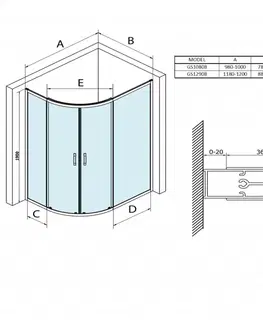 Sprchové dvere GELCO - SIGMA SIMPLY BLACK štvrťkruhová sprchová zástena 1000x800mm, R550, L/R, číre sklo GS1080B