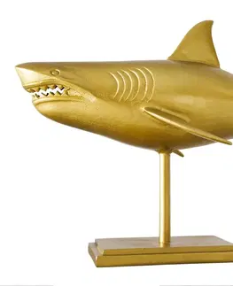 Bytové doplnky a dekorácie Dekoračná socha žralok AMEIS 100 cm Dekorhome Zlatá