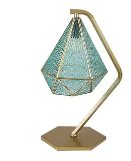 Stolové lampy Rabalux 74200 vintage stolná lampa Norah, zlato/modrá