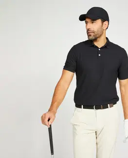 dresy Pánska golfová polokošeľa s krátkym rukávom WW500 čierna