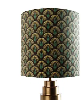 Stolove lampy Tafellamp brons velours kap pauw design 40 cm - Bruut