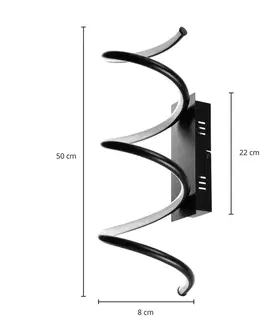 Nástenné svietidlá Lindby Lindby Agostara LED svetlo, špirála, čierna