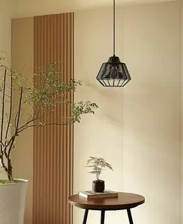 Závesné svietidlá Lucande Lucande Tinko klietková závesná lampa čierna 25 cm