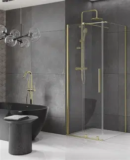 Sprchovacie kúty MEXEN/S - Velár sprchovací kút 120 x 120, transparent, zlatá kartáčovaná 871-120-120-01-55