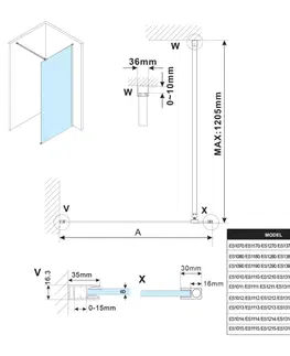 Sprchové dvere POLYSAN - ESCA BLACK MATT jednodielna sprchová zástena na inštaláciu k stene, číre sklo, 900 mm ES1090-02