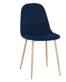 Jedálenské stoličky KONDELA Lega jedálenská stolička modrá (Velvet) / buk