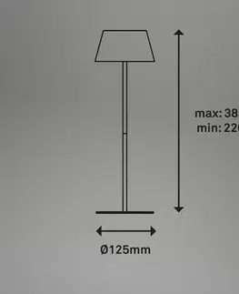 Vonkajšie osvetlenie terasy Briloner LED stolová lampa Kiki s dobíjacou batériou RGBW, čierna