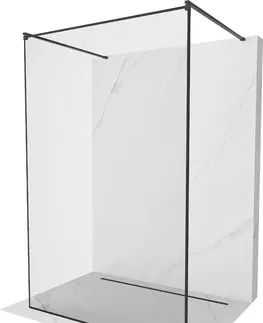 Sprchové dvere MEXEN/S - Kioto Sprchová zástena WALK-IN voľne stojaca 160 x 200, čierna vzor 8 mm, čierna 800-160-002-70-70