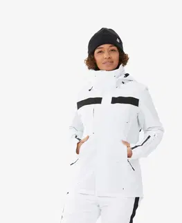 bundy a vesty Dámska odvetraná lyžiarska bunda 900 poskytujúca voľnosť pohybu biela