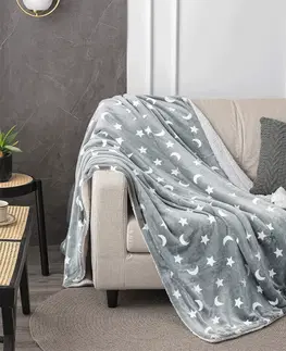 Deky Obojstranná baránková deka, sivá/biela/vzor, 150x200, NAVO